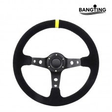 14 Inch 350mm Car Steering Wheel Suede Leather Drift Racing Game Steering Wheel Universal