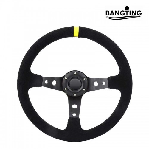 14 Inch 350mm Car Steering Wheel Suede Leather Drift Racing Game Steering Wheel Universal